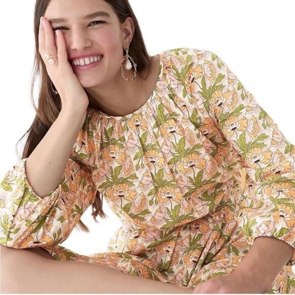 J. Crew Liberty Butterfield Poppy Fabric SZL Pink Floral Dress Coquette Cottage - Picture 2 of 12